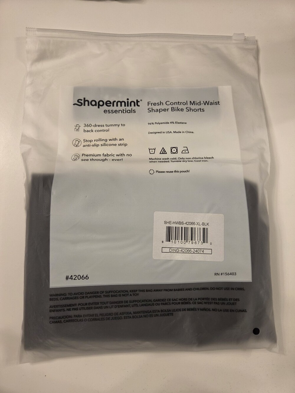 Shapermint Fresh Control Mid-Waist Shaper Bike Shorts black/XL NWT - Picture 2 of 5